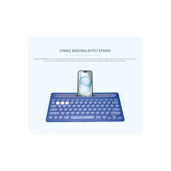 Everest Bluetooth Ultra İnce+Şarjlı Q Mac/Win/Android/Ios Uyumlu Kablosuz klavye - 4