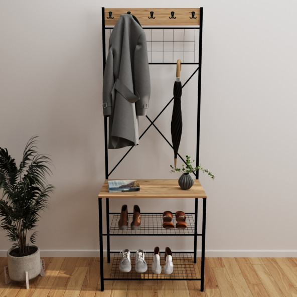 Eportatif Dar Metal Portmanto, Elbise Askılığı, Vestiyer, Ayakkabılık 1302