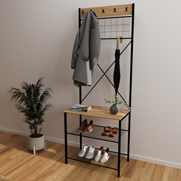 Eportatif Dar Metal Portmanto, Elbise Askılığı, Vestiyer, Ayakkabılık 1302 - 2