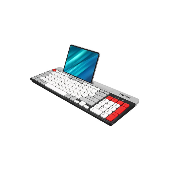 Everest Kb-88 Ruby Siyah/gri Kablosuz 2.4g + Bluetooth Bt1 Bt2 Çoklu Cihaz Bağlantılı Q Ince Klavye - 2