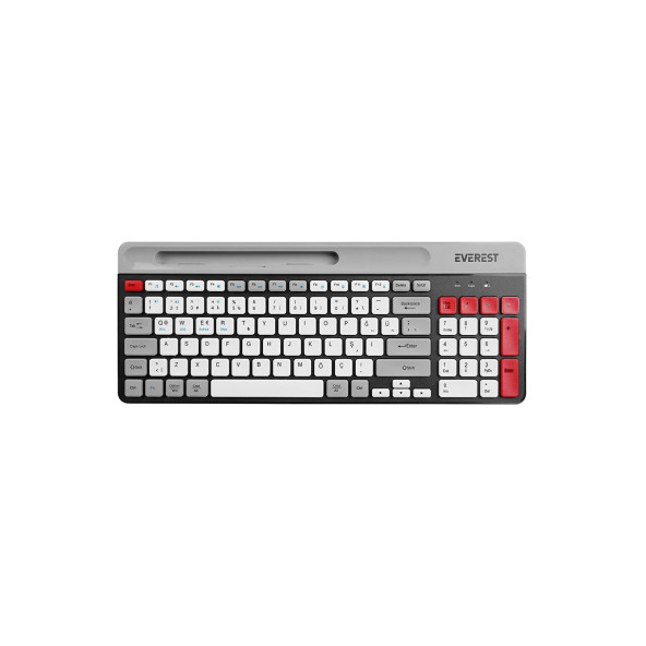 Everest Kb-88 Ruby Siyah/gri Kablosuz 2.4g + Bluetooth Bt1 Bt2 Çoklu Cihaz Bağlantılı Q Ince Klavye - 3