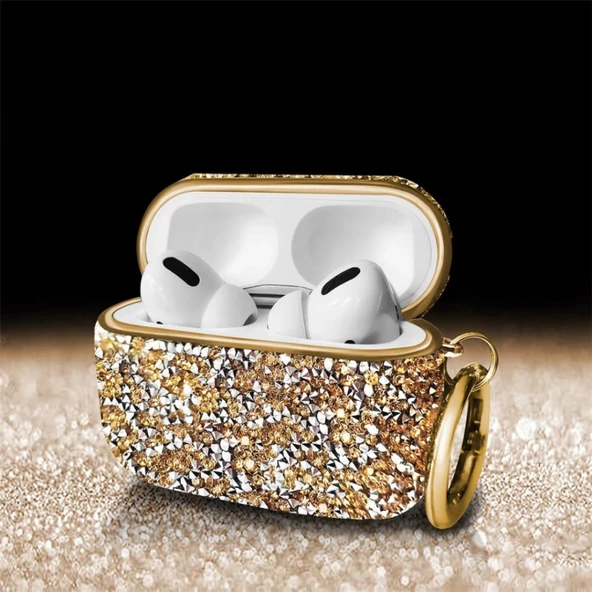 Apple Airpods 3. Nesil ile uyumlu Kılıf Taşlı Parlak Lüks Stone Mira Case - 7