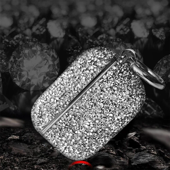 Apple Airpods 3. Nesil ile uyumlu Kılıf Taşlı Parlak Lüks Stone Mira Case - 12