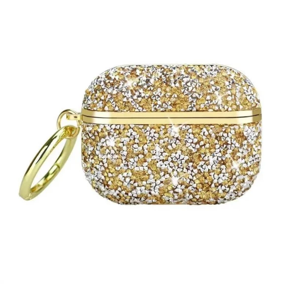 Apple Airpods 3. Nesil ile uyumlu Kılıf Taşlı Parlak Lüks Stone Mira Case - 2