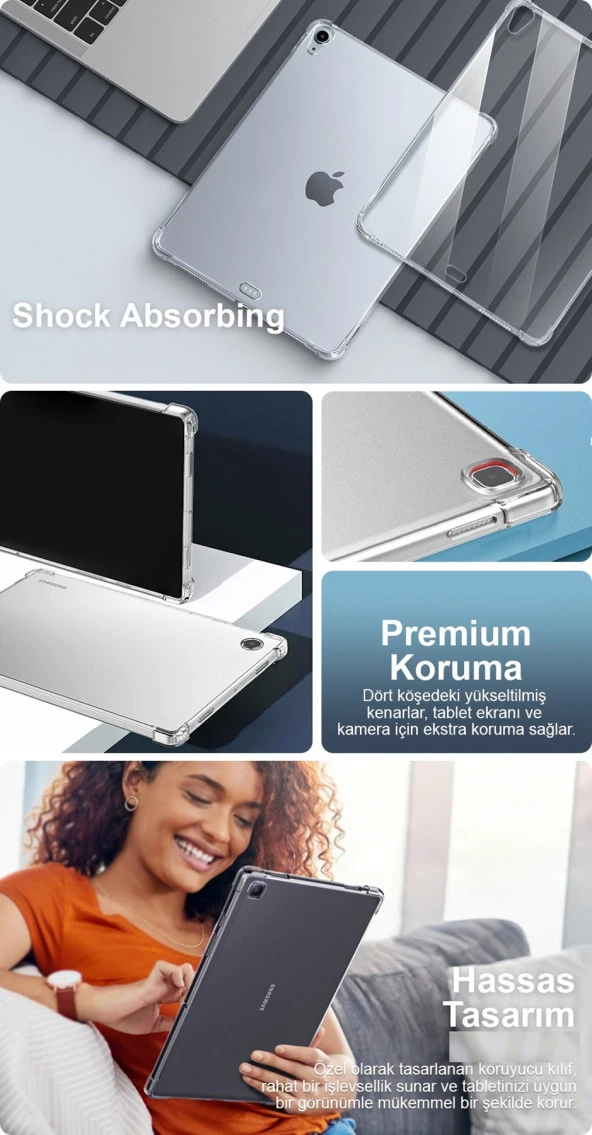 Newface Redmi Pad Uyumlu  Premium Darbe Emici Kılıf Anti Şeffaf Tablet Silikon - 4