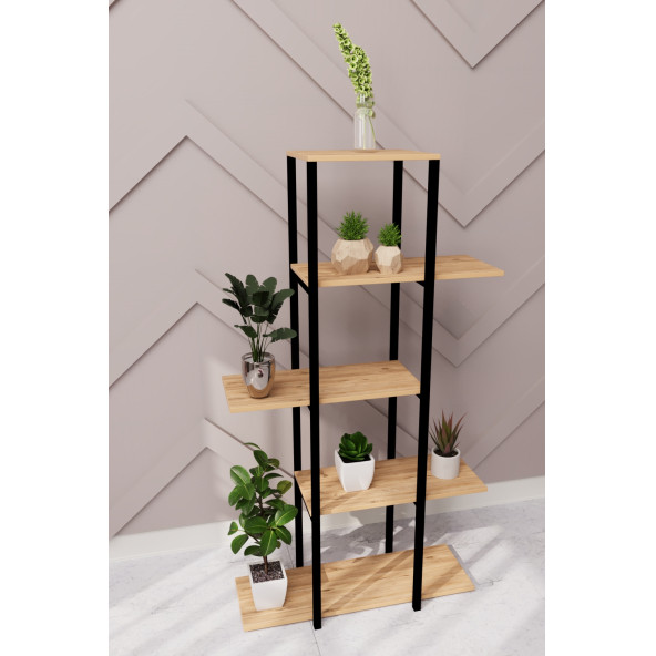 Eportatif Dekoratif 5 Raflı Metal Çiçeklik Saksı Standı Saksılık Çam 1307 - 3