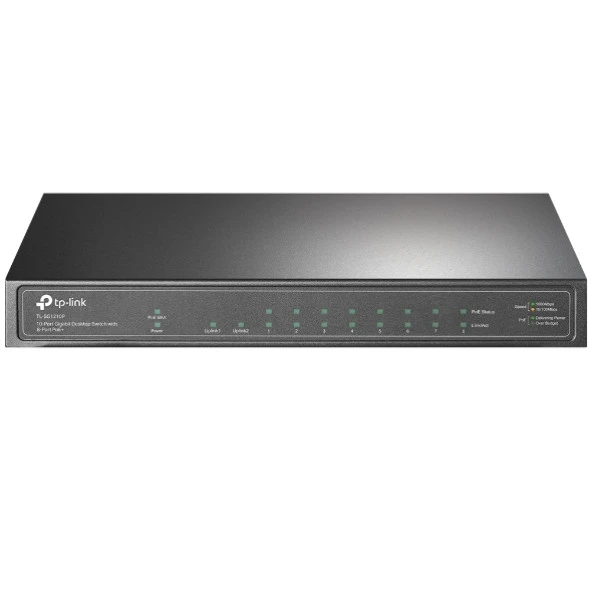 TP-LINK 8 Port 10-100-1000 Poe+ Switch 1 Port SFP Çelik Kasa Rack Mount Masaüstü Switch