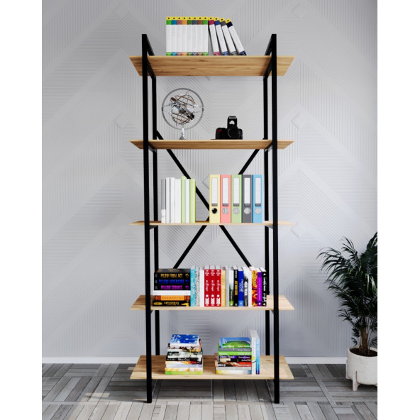 Eportatif Metal Kitaplık Raf 5 Raflı Kütüphane 1089