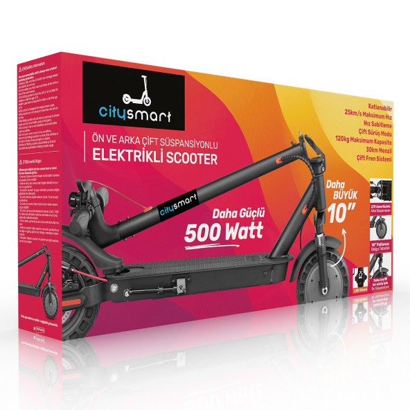 GOLDMASTER CITYSMART (CM17) 500 WATT ÖN VE ARKA ÇİFT AMORTİSÖRLÜ ELEKTRİKLİ SCOOTER - 2