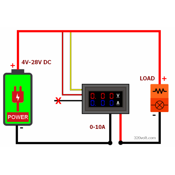 Dijital Volt-Ampermetre DC 0-100V 0-10A - 5
