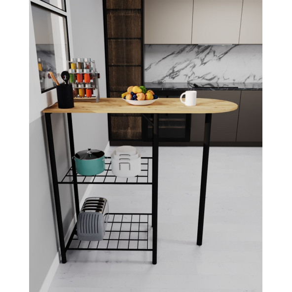 Eportatif Mutfak Bar Masa Sandalye Takımı Katlanır Bar Sandalye 2 Kişilik Mutfak Masası Atlantik Çam 1311 - Resim 3