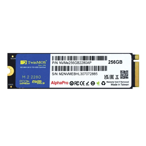 TwinMOS AlphaPro NVMe256GB2280AP 256GB (3600/3250MB/s) M.2 2280 PCIe 3.0 NVMe SSD