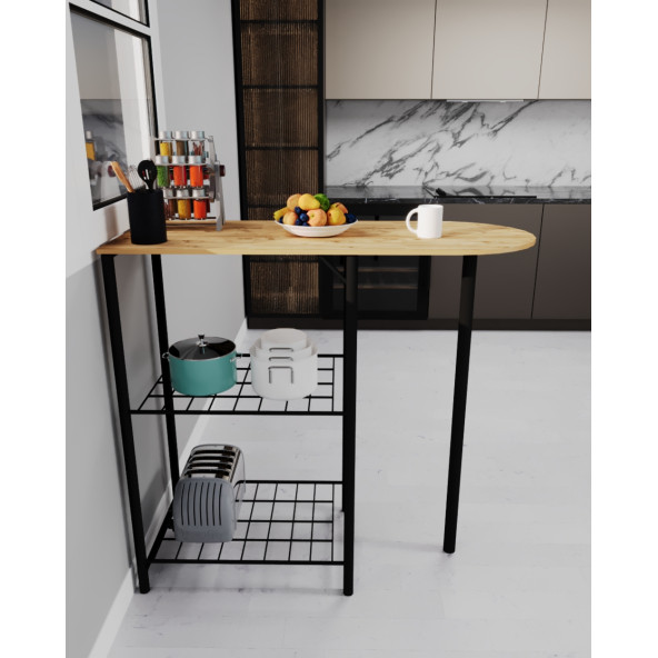 Eportatif Mutfak Bar Masa Sandalye Takımı Katlanır Döşemeli Bar Sandalye 2 Kişilik Çam 1313 - Resim 2