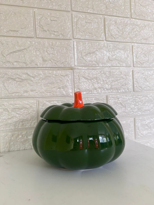 Tasarım Şekerlik Yeşil Balkabağı Şekerlik Kapaklı Şekerlik - 5