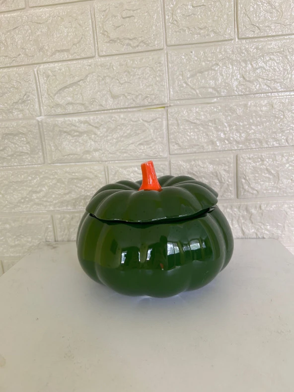 Tasarım Şekerlik Yeşil Balkabağı Şekerlik Kapaklı Şekerlik - 6