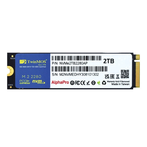 TwinMOS AlphaPro NVMe2TB2280AP 2TB (3600/3250MB/s) M.2 2280 PCIe 3.0 NVMe SSD