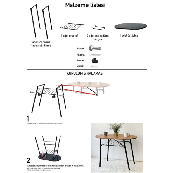 Eportatif 2 Kişilik Yemek Masası Mutfak Masası Beyaz 1108 - 2