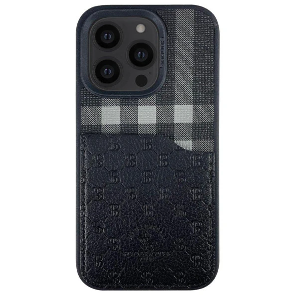 Vendas iPhone 14 Pro Max Uyumlu Kılıf Santa Barbara Polo Racquet Club Plaid Kartvizitli Kapak