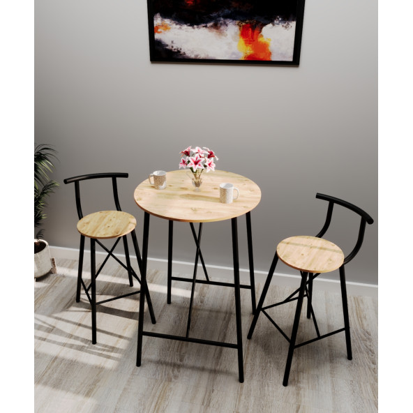 Eportatif Bar Masası Mutfak Oval 2 Kişilik Yemek Masası 1110 - 2