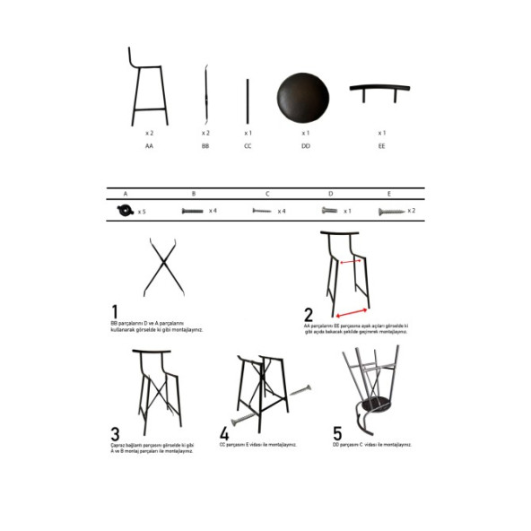 Eportatif Bar Masası Mutfak Oval 2 Kişilik Yemek Masası 1110 - 6