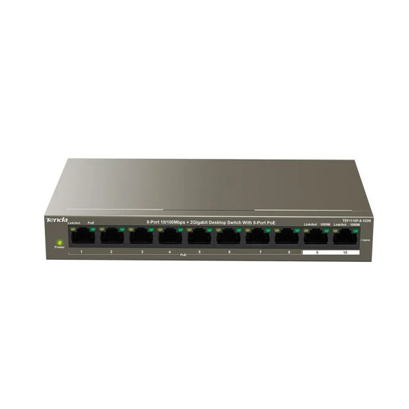 Tenda 10 Port 8 Port Poe+ 10-100 + 2 Port 10-100-1000 Switch