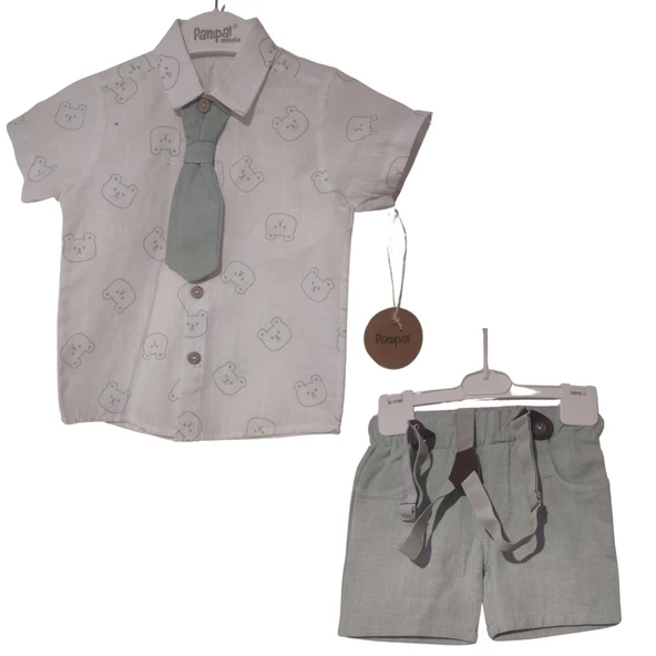 PAMPAL AYICIK BASKILI KRAVATLI ERKEK ÇOCUK TAKIM - 3