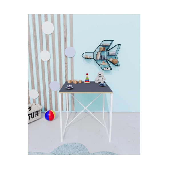 Eportatif Aktivite Masası Çocuk Etkinlik Oyun Çalışma Masa Ve Sandalye Füme - 4