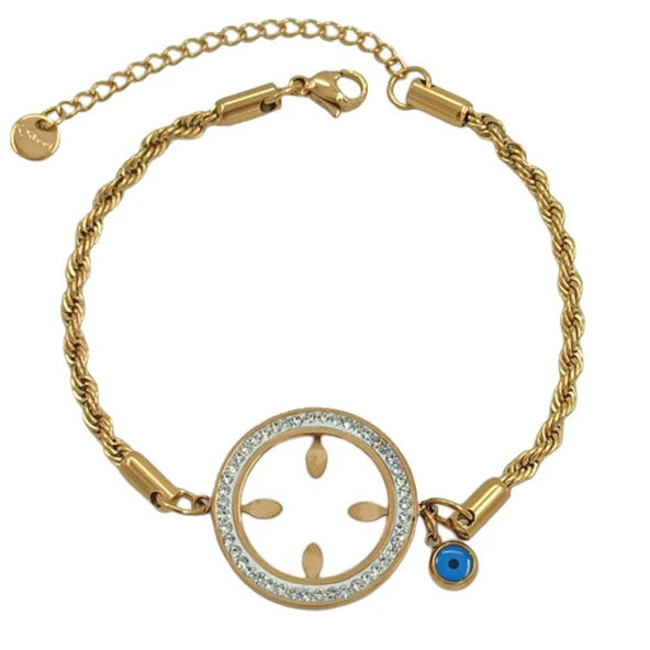 Pigado 316L Paslanmaz Çelik Nazar Boncuklu Burgu Bayan Bileklik