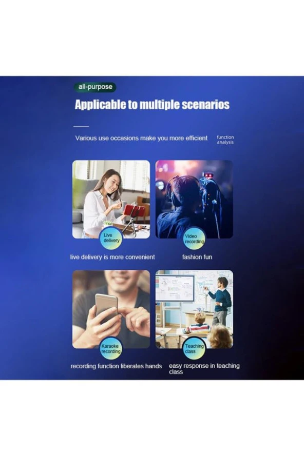 Amfi Ve Hoparlör Kablosuz Wireless Yaka Mikrofon Çiftli 3.5mm Jaklı Tak Çalıştır Telefon Araç Uyumlu - 3