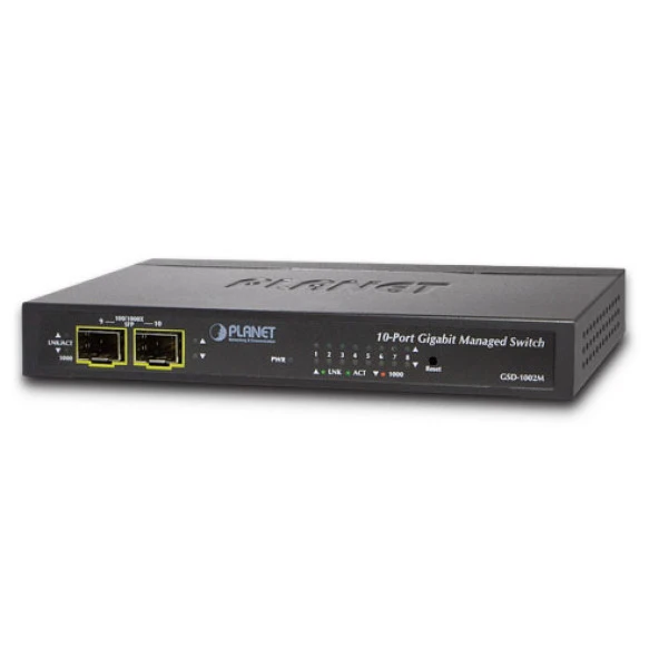 Yönetilebilir Gigabit Masaüstü Tip Switch (Managed Gigabit Desktop Switch)<br>8-Port 10/100/1000Mbps<br>Dual Power : 1 x (Port 8) IEEE 802.3af/at PoE+ 48~56V DC in-line power, 12V DC güç adaptörü takılabilir<br> 2-Port 100/1000X mini-GBI