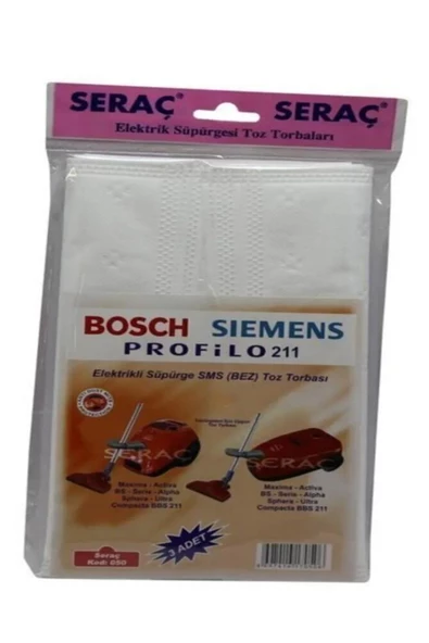 Seraç Bez Süpürge Torbası Bosch Siemens No:050 Süpürge Torbası