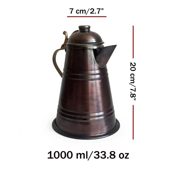 Shark Anatolia Kervan Bakır Sürahi, Sütlük 1 Litre Oksit - 4