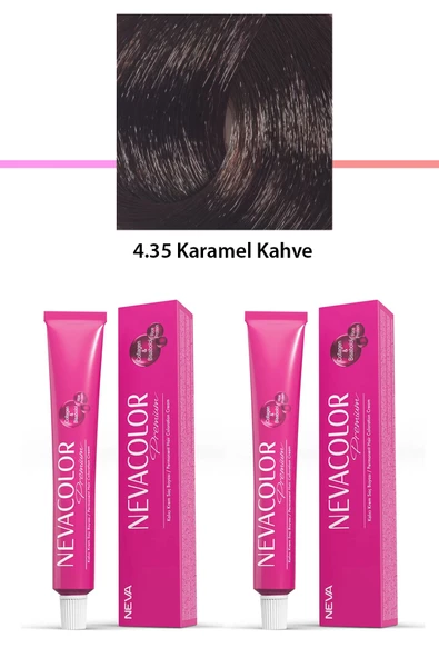 2 li Set Premium 4.35 Karamel Kahve - Kalıcı Krem Saç Boyası 2 X 50 g Tüp