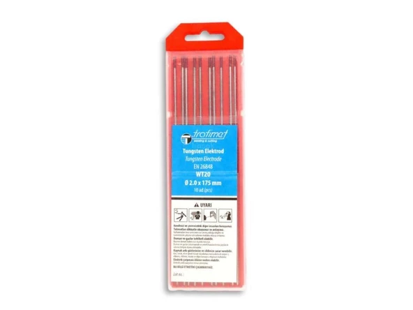 Trafimet WT20 Kırmızı Toryumlu Tungsten Elektrot 10'lu Paket  2,0mm