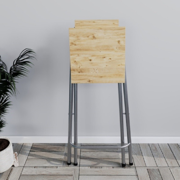 Eportatif Mutfak Bar Masa Sandalye Takımı Katlanır Bar Sandalye 2 Kişilik Mutfak Masası Çam 1339 - Resim 4