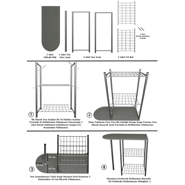Eportatif Mutfak Bar Masa Sandalye Takımı Katlanır Bar Sandalye 2 Kişilik Mutfak Masası Çam 1339 - Resim 6