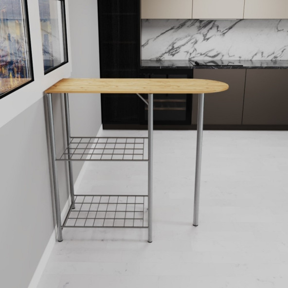 Eportatif Mutfak Bar Masa 2 Kişilik Mutfak Masası Çam Mebran Kaplama 1340