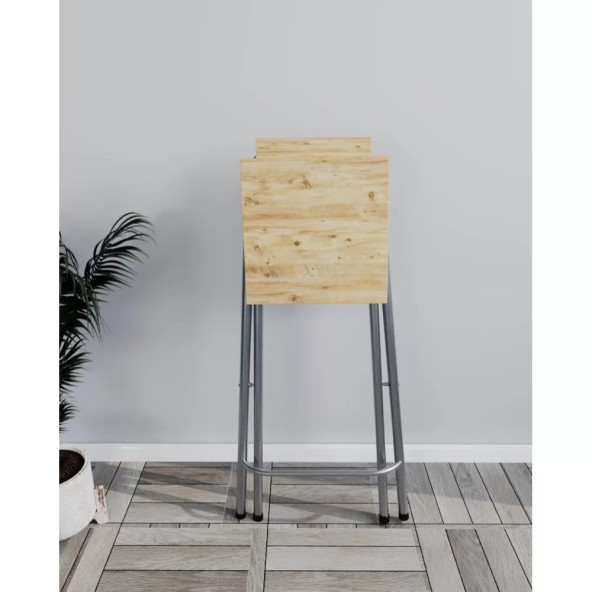 Eportatif Katlanır Bar Sandalyesi Mutfak Taburesi Katlanır Koltuk Çam 1333 - 2