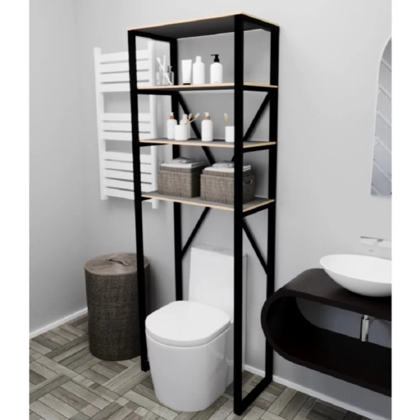 Eportatif Klozet Üstü Düzenleyici Raf Banyo Düzenleyici Klozet Üstü Raf Banyo Raf Dolap Füme 1334 - 2