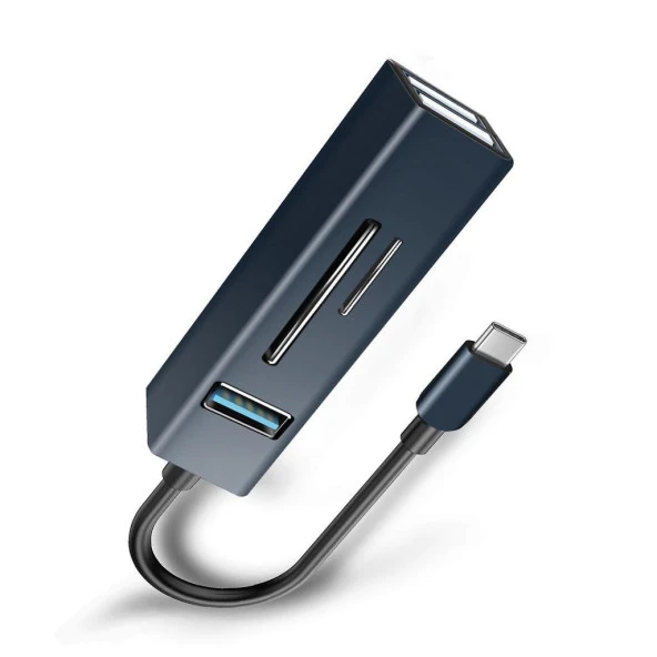 3 in1 Usb Otg Type-C ve Usb 3.0 Uçlu PC Notebook Uyumlu Mikro Sd Tf Kart Okuyucu Adaptör