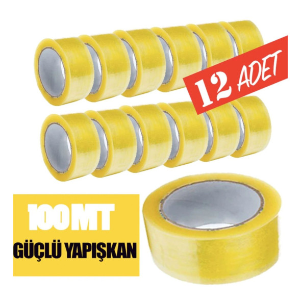 Bant Koli Bandı 45 mm x 100 m Şeffaf 12li  Koli Güçlü Kopmayan Koli Bandı