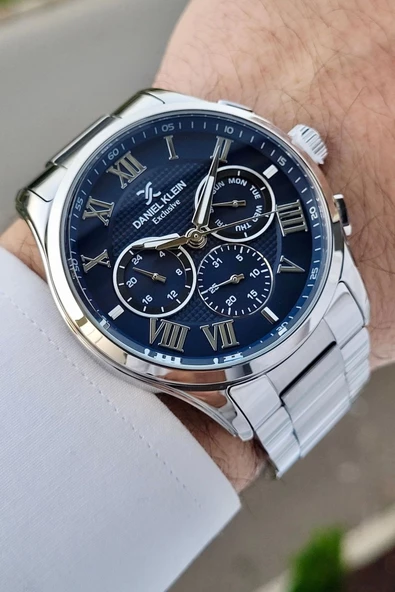 Daniel Klein DKISTE1104 Kadranı Lacivert Kordonu Gümüş Renk Göstergeleri Aktif Hediye Paketli Erkek Kol Saati - 4