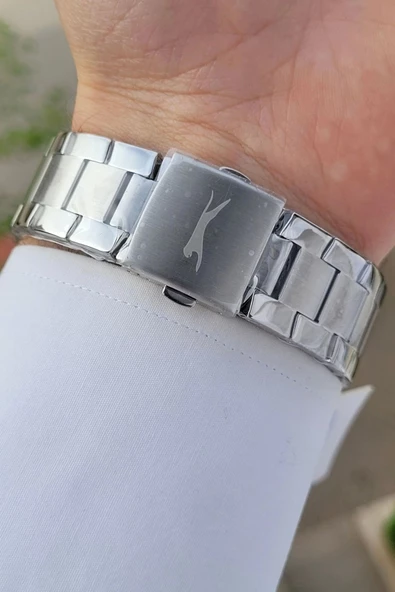 Slazenger SLISTE9 Kadranı Lacivert Kordonu Gümüş Renk Göstergeleri Aktif Hediye Paketli Erkek Kol Saati - Resim 5