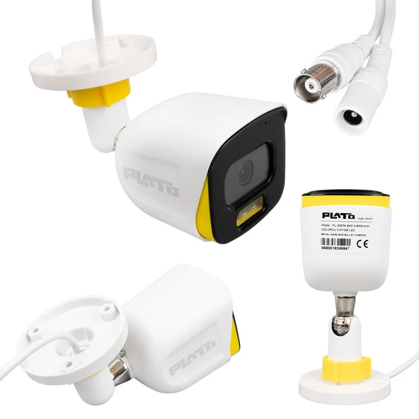 PLATO PL-25274 2MP COLOR VU 3.6 MM 3 ATOM LED METAL KASA AHD BULLET KAMERA - Resim 2