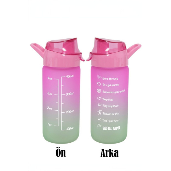 500 ML Matara - Pembe Motivasyon Matarası - Sticker Hediyeli 1 Adet Cam Suluk