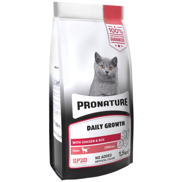 Pronature daily growth kitten 1,5kg tavuk etli pirinçli yavru kedi maması