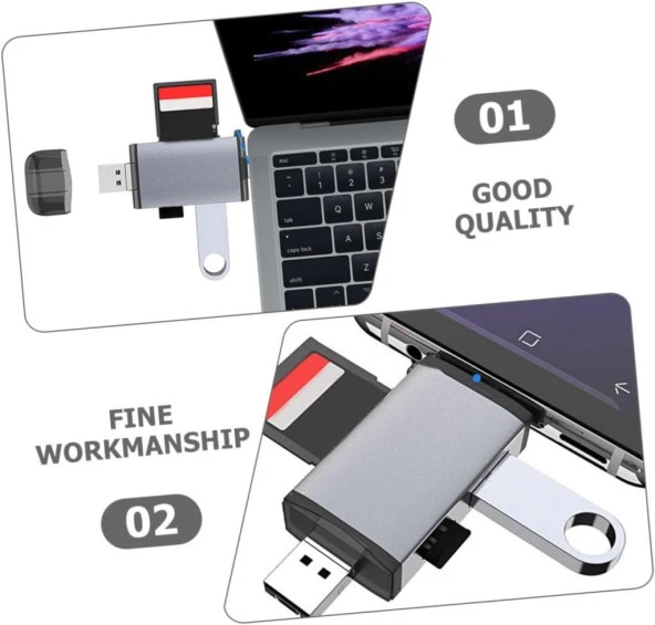 Type C Usb 3.0 Kart Okuyucu Micro Sd Card Reader Çevirici Dönüştürücü Adaptör - 2