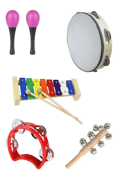 Midex Örf Aletleri Seti Under Paket-1 EL Zili Marakas Tef Ksilofon (5 Parça) ürün görseli