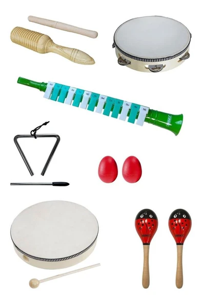 Midex Örf Aletleri Seti Under Paket-2 Marakas Melodika Zilli Tef Çelik Üçgen Vurmalı Çalgı (7 Parça) ürün görseli