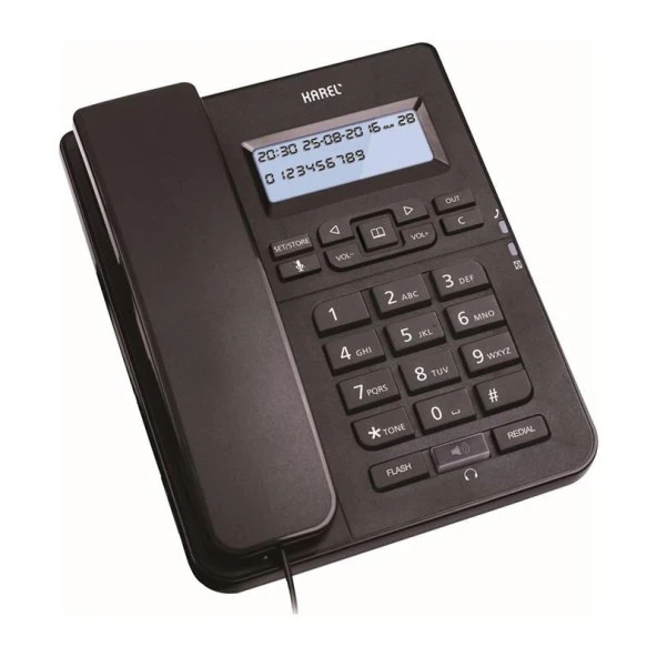 Karel TM145 Ekranlı Masaüstü Analog Telefon, Siyah
